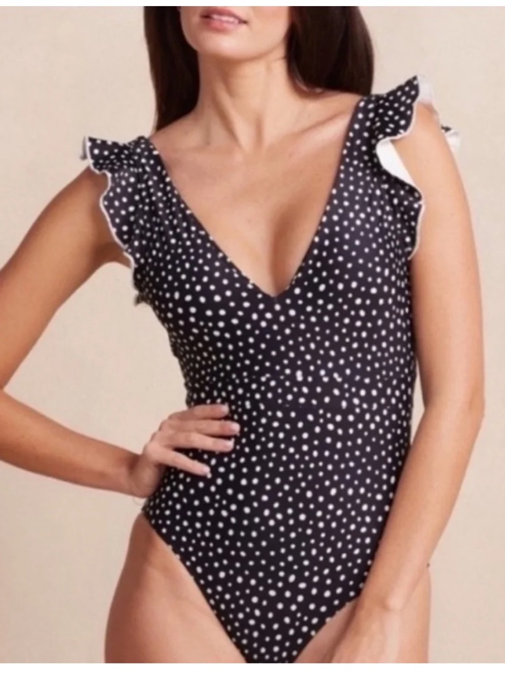 Summersalt Backflip polka dot ruffle strap one piece swimsuit ladies 12 NWT